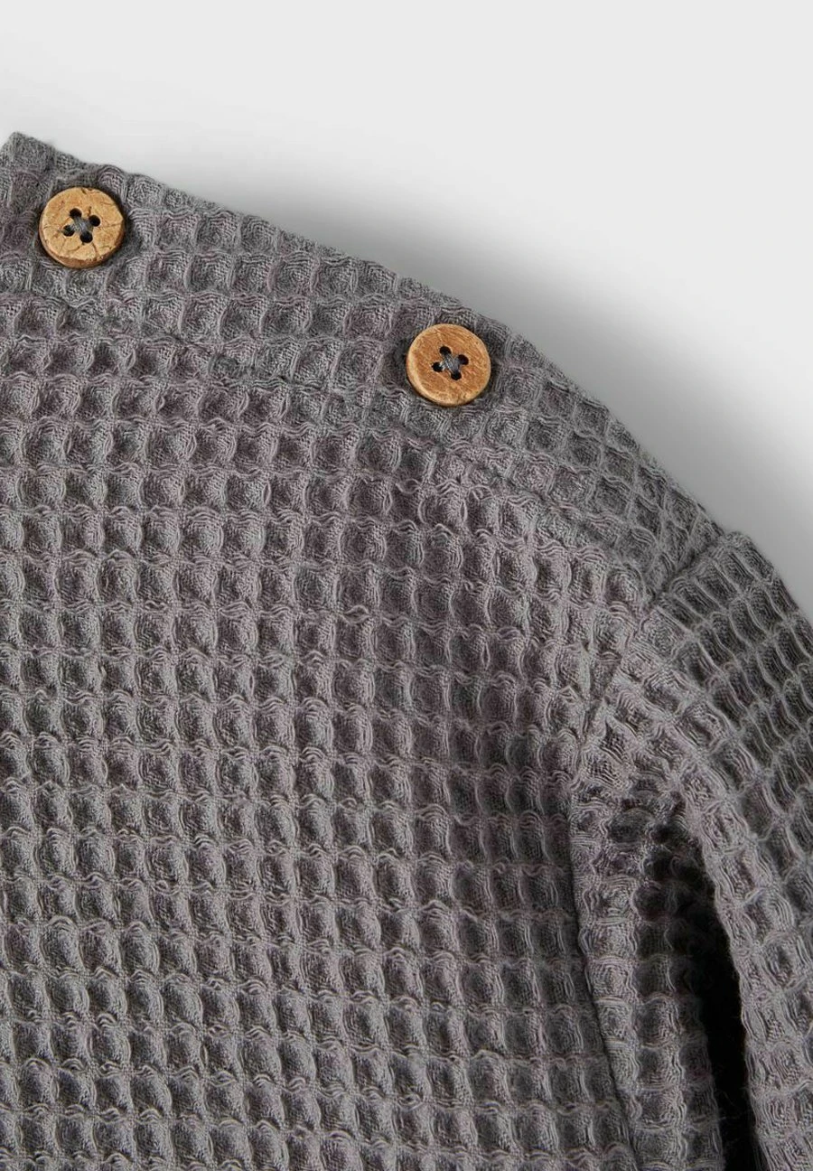 Lil Atelier Mit Langen Ärmeln Waffelstrick - Longsleeve - Quiet Shade - Afbeelding 4