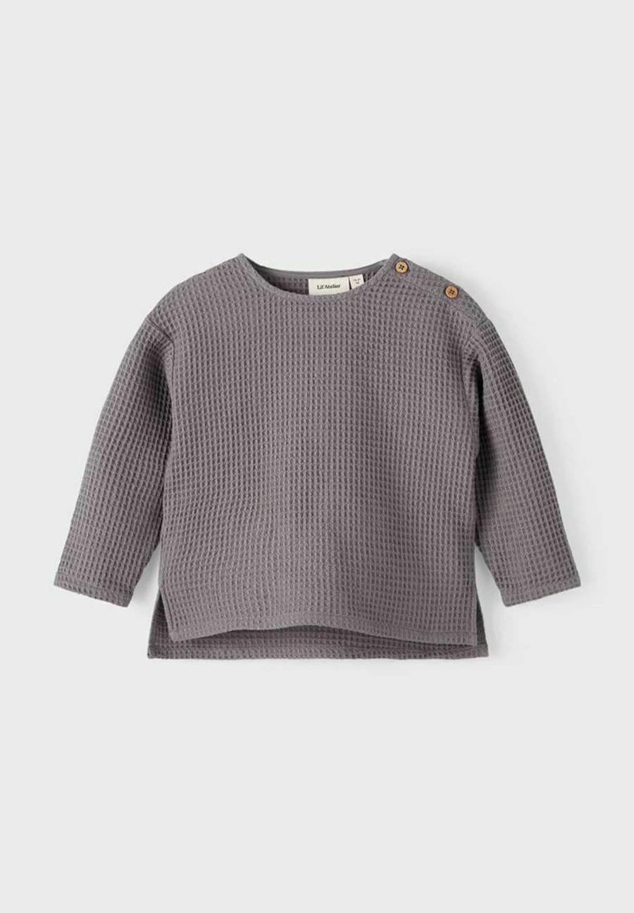 Lil Atelier Mit Langen Ärmeln Waffelstrick - Longsleeve - Quiet Shade - Afbeelding 3