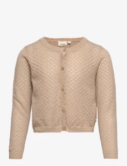 Lil Atelier NMFLEAF LS SHORT KNIT CARD LIL - HUMUS